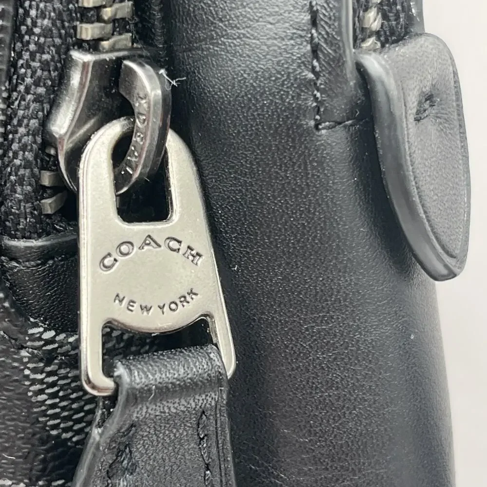 Coach C2932 Graham Signature Canvas Leather Black Gray Crossbody Sling Bag